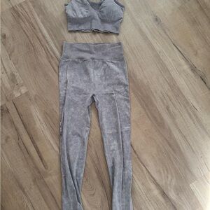 Gray Active Leggings and Bralette Set